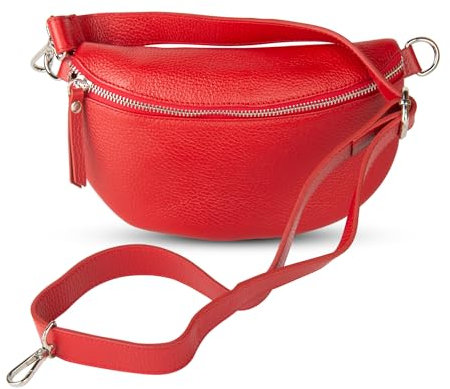 FASHION YOU WANT Damen Wildleder Leder Tasche Gürteltasche Crossbody Hüfttasche Bauchtasche Hüfttasche Umhängetasche Cross-Over Bodybag Schultertasche Handytasche Geldtasche (rot)
