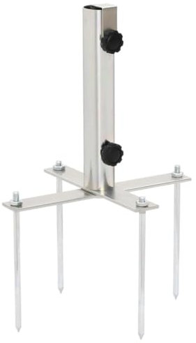 vidaXL Sonnenschirmständer, Schirmständer mit Erdspießen, Schirmhalter für Ø32-48mm Mast, Sonnenschirmhalter Sonnenschirmfuß, Silbern Stahl
