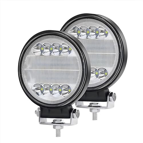 WELLIT Faro LED da lavoro, 2 x 72 W, 12 V, 24 V, rotondo, per fuoristrada, impermeabile, IP68, trattore, SUV per auto