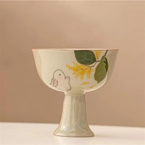 ATGQBCF Household Tea Cup Kung Fu Tea Set Drinking Master Single Cup 60ml Plant Ash Hand-painted Rabbit Ceramic Teacups High-foot Cup Travel Tea Set Teapots & Coffee Servers