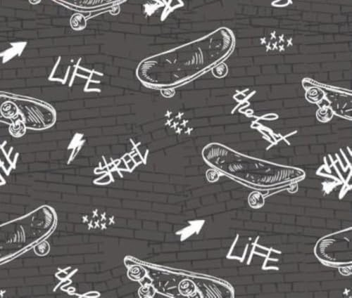 Sweatstoff French Terry | Skateboards | grau | Fräulein von Julie | Ökotex | ab 50cm | Meterware