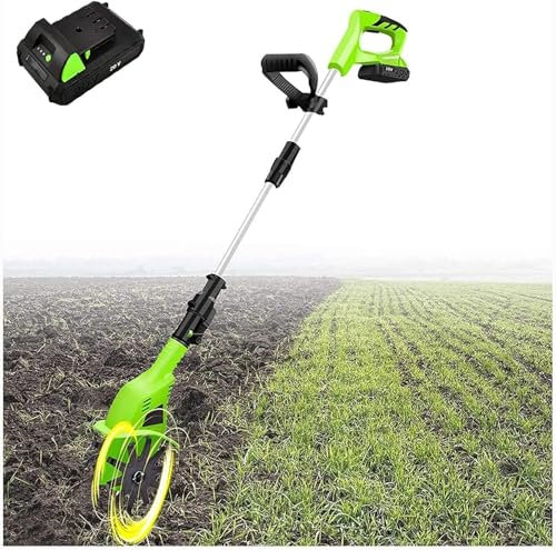 ELzEy motobineuse électrique Cultivateur de sol électrique portatif sans fil à dents avant, largeur de travail 10 cm, profondeur 25 cm, vitesse 250 tr/min Pour La Préparation Des Lits De Semences