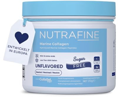 Nutrafine Kollagenpulver Fisch - 210 Gramm | Marine Hydrolysierte Kollagen Peptide, Natürliches Fischkollagen Typ 1, Klinisch getestet