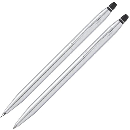 Cross Click, nachfüllbarer Kugelschreiber und 0,5 mm Druckbleistift, poliertes Chrom, in Premium-Geschenkbox
