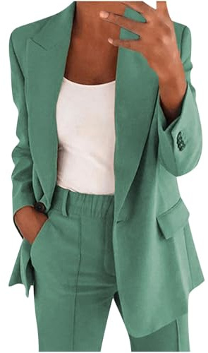 Generico Completo da Donna Elegante Curvy Pantaloni e Giacca Tailleur Leggeri Ufficio Suit Slim Fit Tailleur e Giacche da Donna Eleganti per La Primavera e L’Estate