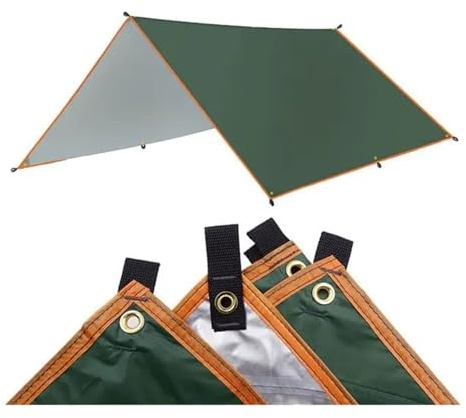 WENYOG Zeltplane 5x3m 4x3m 3x3meter wasserdichte Plane Zelt Schatten Ultraleicht Garten Baldachin Sonnenschirm Außen Camping Markise Tourist Strand Sonnenschutz 4x4(Green,4 * 4M)