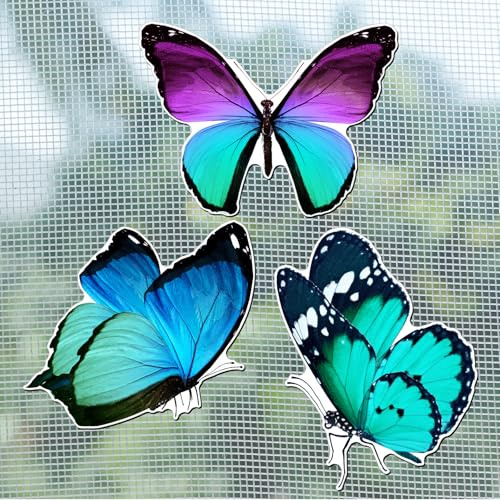 Fiada 6 Stück Schmetterling Fliegengitter Magnete, Blaugrün Flugstil | Kühlschrank Dekorative Doppelseitige Tür Magnete, Flexibel Süß, für Küchen Büro Deko