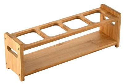 Porta della bottiglia d'olio in legno - Possietto a 4 buche per bottiglie d'olio | Portabottiglie per bottiglie di aceto di slot rettangolo, mensola del barattolo di oliva, organizzatore di banconi da