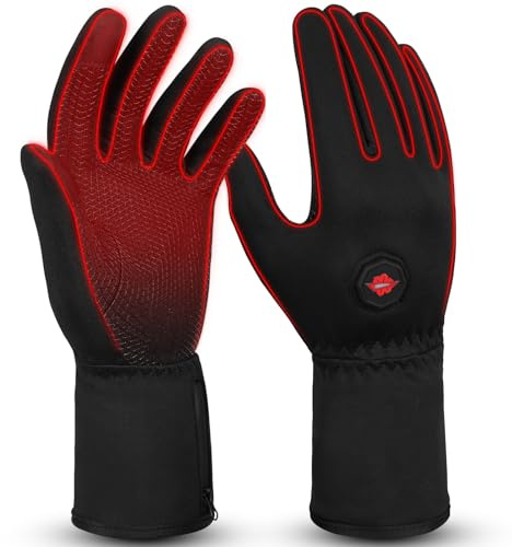 Dr.warm Dünne Beheizbare Handschuhe für Damen Herren, Wiederaufladbare Beheizte Handschuhe, rutschfest und Spritzwassergeschützt für Fahrrad Skifahren Spazieren, Größe XL