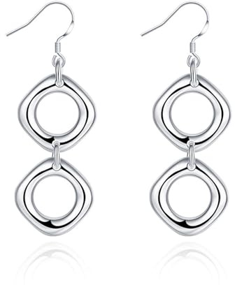 Tolldek Pendientes de oro auténtico para mujer, oro blanco de 18 quilates, 750, pendientes dobles, estilo Art Nouveau