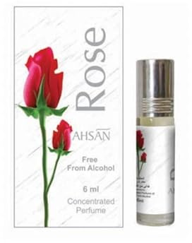 Ahsan Rose Concentrated Perfume Oil, Alcohol-Free, 6ml, Roll-On Attar