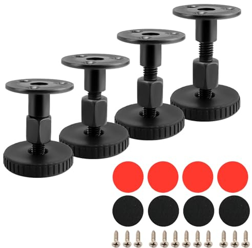 Anhoer Adjustable Furniture Legs 27-64mm Heavy Duty Black Pack of 4 | Levelling Feet With T Nut Bolts; Thickened Base; For Tables Cabinets Sideboards