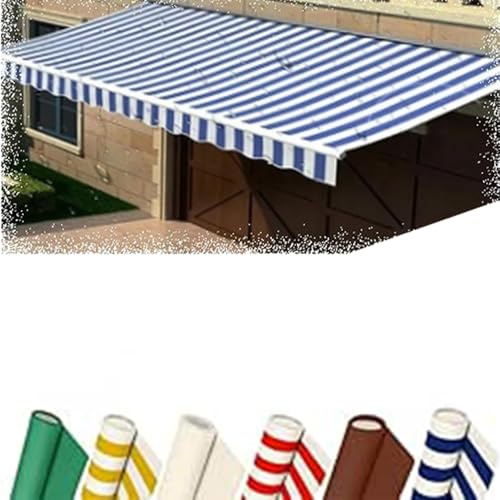 Tessuto di ricambio per tenda da sole, 500 x 400 cm, colore blu, per terrazze, negozi, ristoranti, resistente alle intemperie, durevole, protezione UV