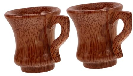 Housoutil Copas De Vino De Madera Natural Redondas De 2 Piezas Con Diseño De Cáliz Alto, Aptas Para Bebidas Frías y Calientes, Con Borde Cómodo, Para Uso En Hogar y Entretenimiento