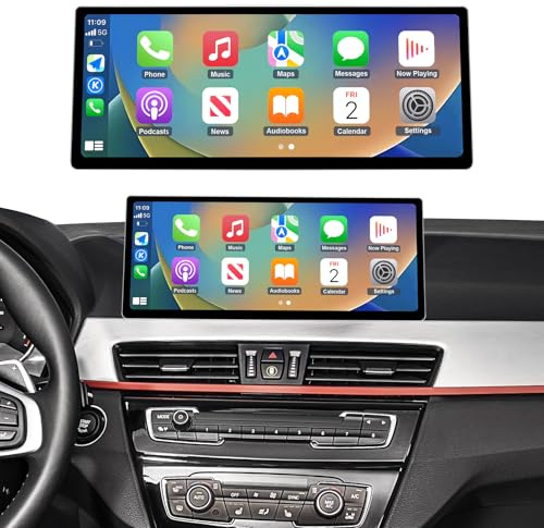 Ninetom 12,3 Pulgadas Radio para Coche con Pantalla táctil, CarPlay inalámbrico y Android Auto para BMW X1 Serie F48 2015-2018 con Sistema NBT, Compatible con MirrorLink, cámara y navegación