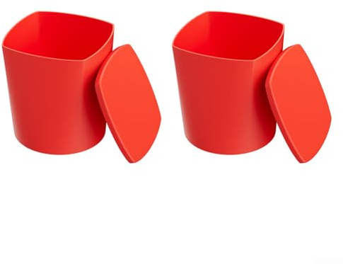 Pirottini per friggitrice ad aria, portatile, in silicone, con coperchio, antiurto, per friggitrice ad aria, accessori per friggitrice ad aria, microonde e forno (rosso)