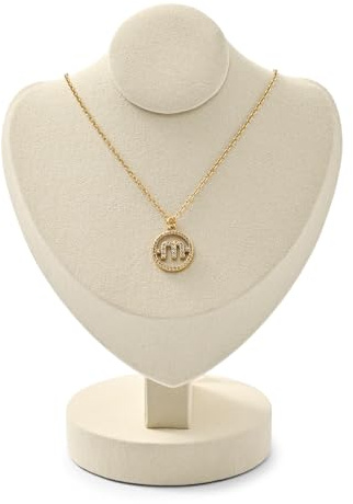 Oirlv Sleek Beige Jewellery Bust with Microfibre Base and Soft Ultra-Fibre Finish Necklace Display Stand for Organising Necklaces & Pendants