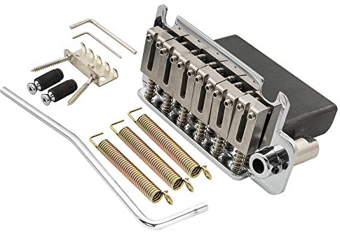 Musiclily Pro 52,5mm 2-Punkt Style Tremolo Steg Bridge Stahl Saitenreiter für American Strat E-Gitarre, Chrom