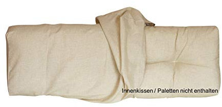 LILENO HOME Palettenkissen Bezug Beige - Ersatzbezug für Rückenkissen 120 x 40 x 16-20 cm - Polster Bezug für Europaletten - Palettenkissen Outdoor Hülle für Palettenmöbel