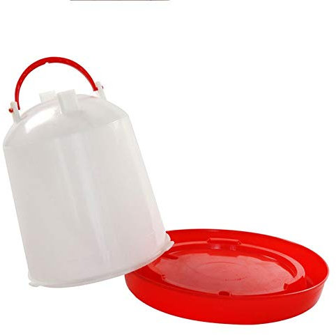 MQEIANG 2 Sätze 6L Huhn Fasan Fütterung Trinkwasser Eimer Qualität Hühner, Enten und Wachteln Taube Bird Feeder Tränkvorrichtungen (Color : Red, Size : 6L)