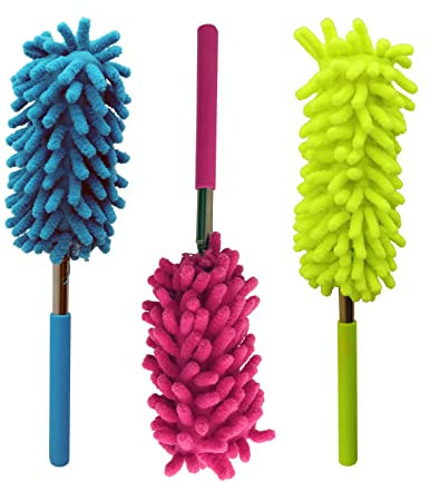 ZYBUX - 3 Pack Extendable Feather Dusters for Cleaning Microfiber Dusters/Flexible Blind Cleaner Dust Remover | Duster For Home, Home Office - Washable Window Cleaning Pole
