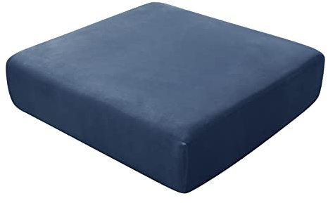 BXFUL Sofa-Sitzkissenbezüge, Sofakissen-Bezüge Stretch-Samt, Couchkissen-Bezüge Ersatz für individuelle Kissen mit elastischem Stoff (3-Sitzer,Navy blau)