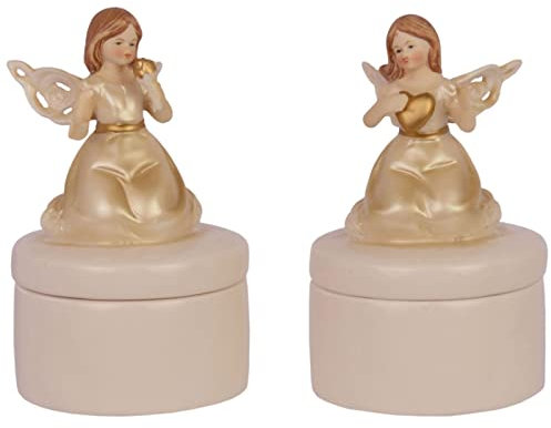 2X boîte à Bijoux boîte de décoration de Noël Porcelaine Ange 14cm Style Antique