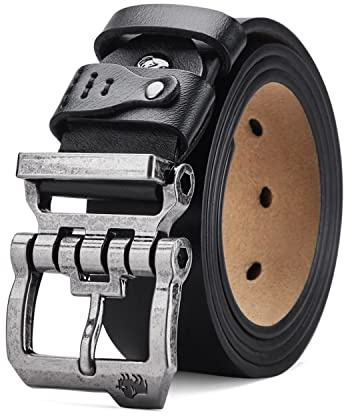 BISON DENIM Gürtel Herren Leder, Ledergürtel Herren für Jeans Anzug 38mm | Cowboy Herren-Gürtel für Casual Arbeit Business, Anzuggürtel Echtleder Alloy Schnalle, Geschenkbox