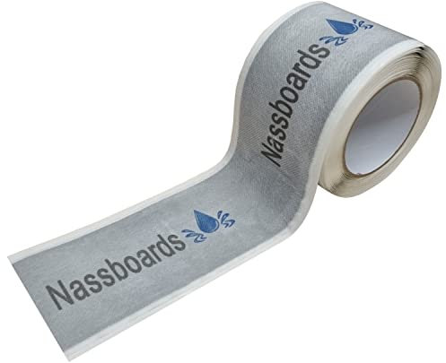 Nassboards Waterproof Tanking Tape - Aqua Elastic Self Adhesive Butyl Joining Permanent Strong Sealing Tape for Waterproofing Bathrooms, Shower Wet Rooms, Use Outdoors Indoors Preventing Leaks (15m)
