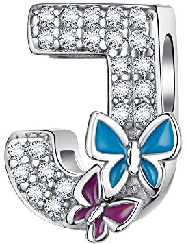 LNQOBU Charme Lettre de L'alphabet Argent Sterling 925 Avec 5A Zircone Femmes Perles Charm Compatible Pour European Bracelet