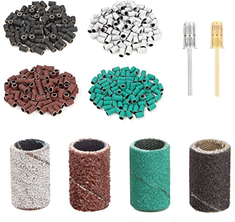 Embouts Manchons Bandes de Ponçage à Ongles 80/120/180/240 avec Forets à Ongles Manchons de Ponsage pour Manucure Pédicure 402 Pièces