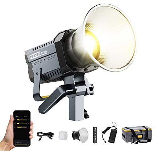 Videoleuchte, Colbor CL220 PRO 220W Dauerlicht 2700~6500K CRI96+ 52700Lux at 1m mit Bowens Mount App-Steuerung 10 Lichteffekte Tageslight ür Videoaufnahme, Videoleuchte-LED-Studio-Lampe-Fotografie