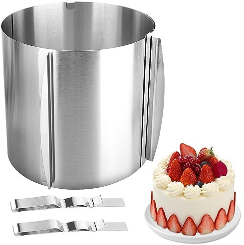 CTDMJ Adjustable Cake Ring Mould 16 to 30cm, Baking Ring high 15 cm - Stainless Steel Round Cake Mold Stable Baking Rings Bakeware Tool with Precise Scaling Inside
