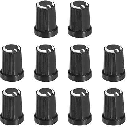 QUARKZMAN Potentiometer Drehknopf ABS Gitarre Knopf für E-Gitarre Verstärker Stereoanlagen Bass Lautstärke Ton 270° Drehknopf 6mm D Typ Welle Schwarz Weiß 20Stk