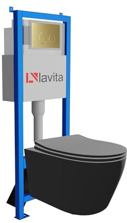 Lavita LAV 101 - Pannello di controllo LAV 200.4.5 Gold | Set completo | Cassetta di risciacquo a incasso | WC Pura 101 per WC senza bordi + pannello di controllo LAV 200.4.5 Gold | Set completo |