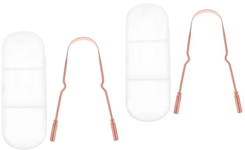 minkissy 2 Set Spazzola Per Lingua e Raschietto Prodotti Per L'igiene Orale Spatola a Mano Pulisci Lingua in Metallo Spatola Inossidabile Acciaio Inossidabile Forniture Rame Uomini e Donne