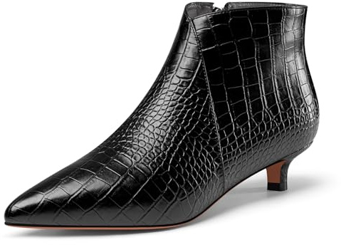 Castamere Femmes Fermé Pointu Bout Bas Kitten Talon Heel Fermeture à Glissière Bottines Bureau Décontracté Dress Bottes 3.5 CM Heels