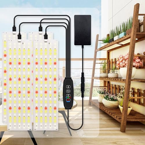 GERYLOVE Pflanzenlampe LED Vollspektrum, 4PCS 540 LEDs Grow UV Lampe Pflanzen mit Zeitschaltuhr, Anzuchtlampe, Pflanzenlampe Anzucht, Pflanzenlicht, 10 Arten Von Helligkeit, Pflanzenlicht Lampe