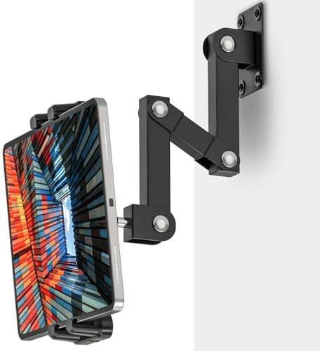 Tendak Tablet Wandhalterung, 360° Verstellbare Tablet Halterung Wand für 4,7-13.5'' Telefone und Tablets, Dehnbar & Faltbar Tablet Halterung aus Aluminium