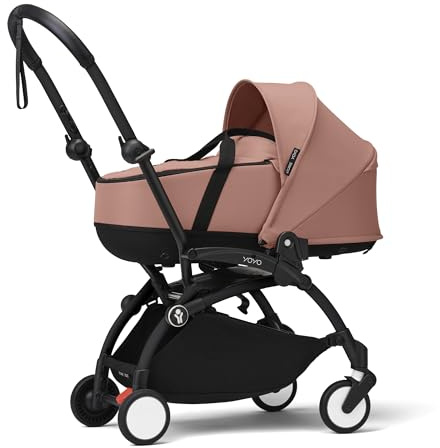 Stokke YOYO3 Kinderwagen mit Liegewanne (Ginger) - Inklusive Rahmen (Black), Liegewanne, Doppelmatratze, Fußbezug, gepolstertem Schultergurt und schützender Aufbewahrungstasche