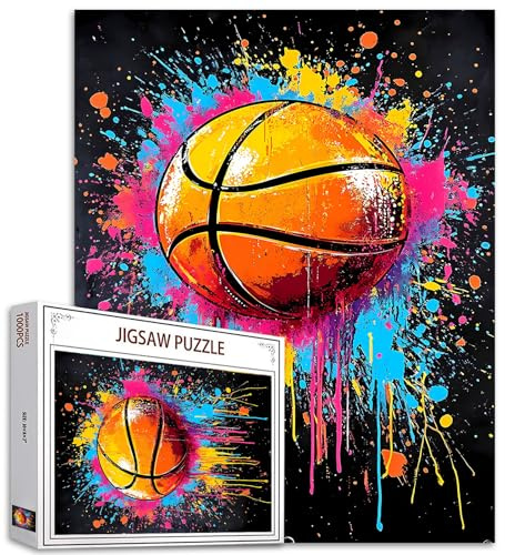 Tucocoo Puzzle de basket-ball graffiti de 1000 pièces pour adultes, puzzle d'art coloré pour activités familiales difficiles, jeux éducatifs, loisirs créatifs, décoration d'intérieur, cadeau
