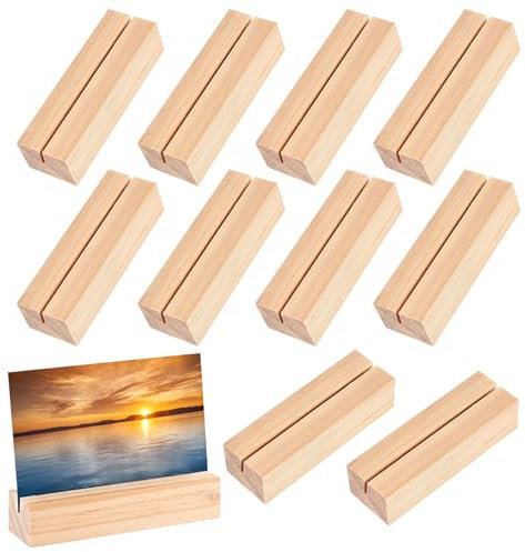Qintora 10 Piè Ces Porte Carte Bois,Bois Naturel Support Photo Carte,Porte Menu Mariage,Pour Mariage,Restaurants, Mariages,Banquets Et Fêtes