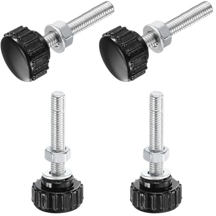 QUARKZMAN 4 Ensembles De Boutons Moletés À Vis À Main Avec Écrous Et Rondelles, Filetage Mâle Métrique M5 x 30mm Tête Plastique 18mm, Tige En Acier Au Carbone Zingué Boutons De Serrage