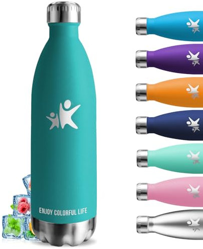 Trinkflasche- 1l- Trinkflasche Edelstahl, Thermosflasche Auslaufsicher, 24h Kalt & 12h Warm, Thermosflasche Kohlensäure Geeignet, BPA-Freie, Wasserflasche Doppelwandig, für Wandern, Camping, Yoga