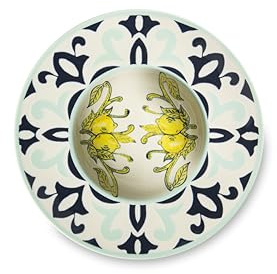 Excelsa Amalfi Set mit 6 Nudelschüsseln aus Keramik, Dekoration mit Zitronen und geometrischen Mustern