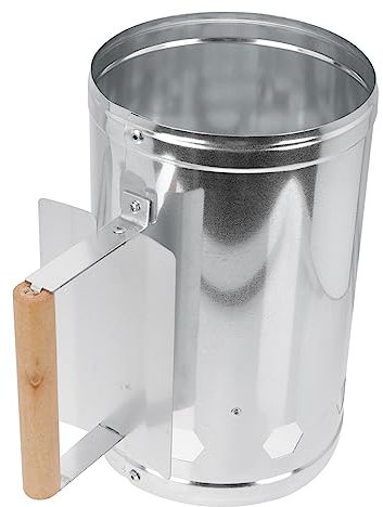 BESTonZON 1pezzi Ciminiera Accendifuoco Carbonella Grande in Metallo per Barbecue all Aperto con Base Ampia e Ventilazione per Avvio Rapido e Combustione Uniforme per Camping e Cucina Estern