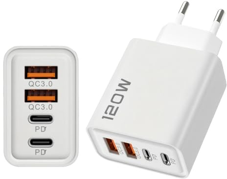 Prises Murales - Cube de Charge Rapide,Adaptateur Secteur USB 120W avec Ports Type C pour Téléphone Maison Voiture Tablette PC Portable Voyage