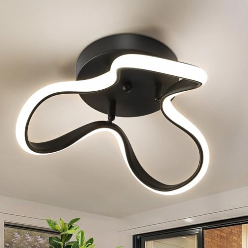 WOKNOS LED Deckenlampe 24W, 4000K Neutralweiß, 31cm Moderne Schwarz Aluminium Deckenleuchte,CE-zertifiziert, für Schlafzimmer, Wohnzimmer, Flur, Küche, Waschküche