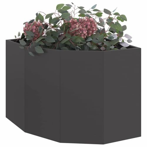 vidaXL Jardinière d'angle Noir 60 x 60 x 50 cm Acier, Bac à Plantes extérieur, jardinière en Acier Durable, Gain de Place, Coin, déco Moderne pour Fleurs