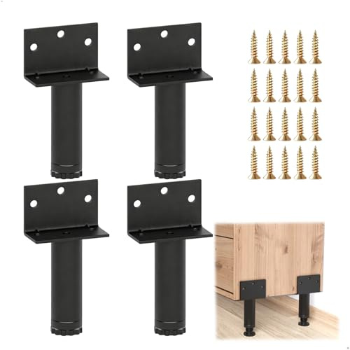 xyuayamz 4 st justerbara möbelfötter, 8-9,5 cm justerbara möbelben, justerbara metallfötter, möbelfötter för soffa säng bord skåp, svart